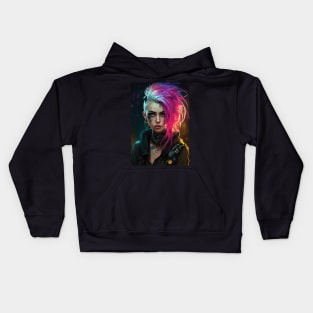 Cyberpunk Girls | Post-apocalyptic | Anarchist Streetwear | Punk Fashion | Colorful Punk Artwork | Tattoos and Piercings | Paint Splash Kids Hoodie